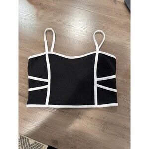 UK2LA Black & White Contrast Trim Cropped Cami Top – Size M